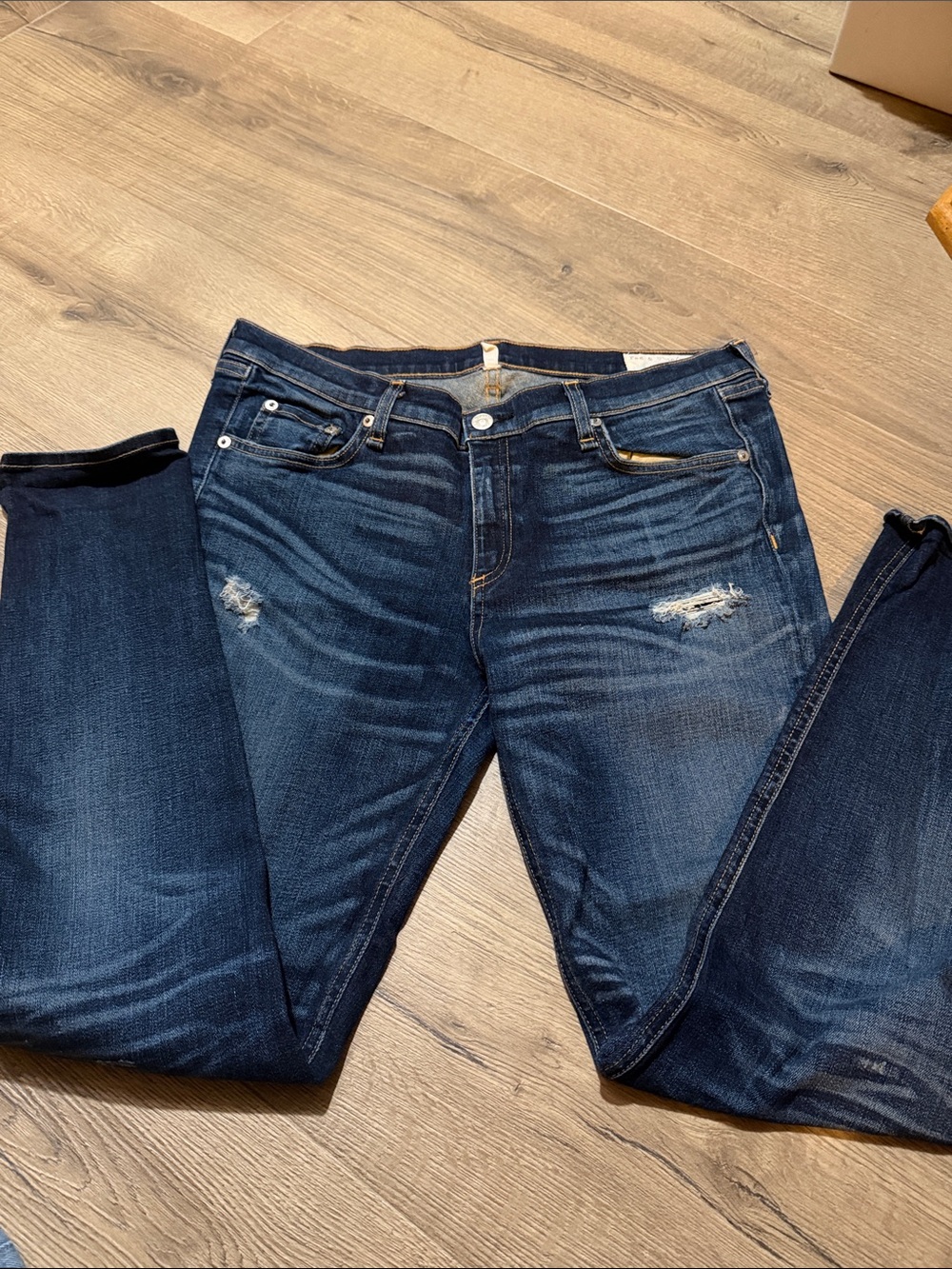 rag & bone Dark Wash Distressed Skinny Jeans